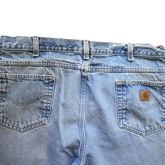 Carhartt Men’s Relaxed Fit Jeans 40x32 Light Blue Wash Distressed Workwear - Picture 5 of 8